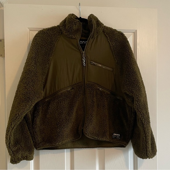 BDG Urban Outfitters Fleece Zip Up Jacket - cozy olive green - Picture 7 of 9